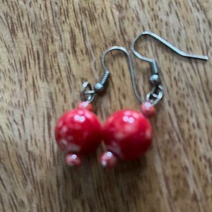 Red and white earrings